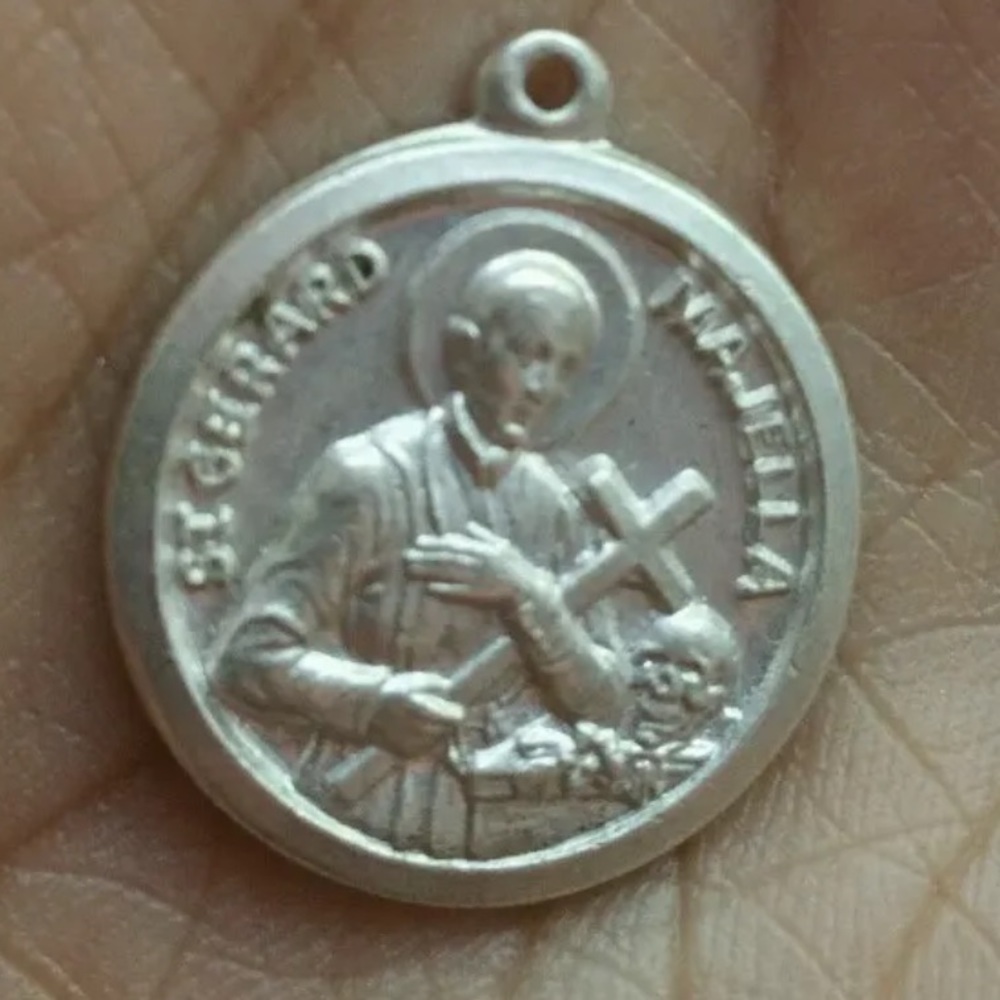 Sterling Silver Vintage St. Gerard Majella Medal Charm Pendant